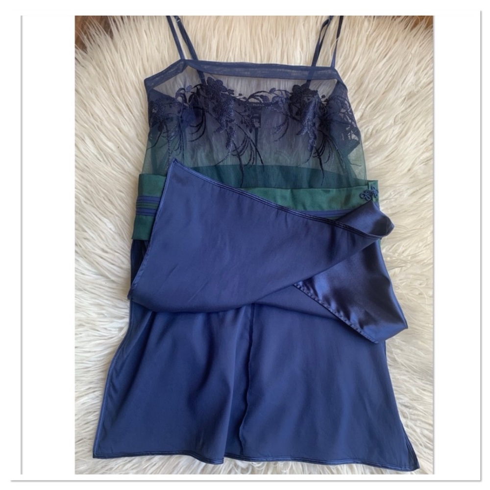 La Perla Kabuki Babydoll Chemise Silk Blend Blue Green Small - Picture 8 of 11